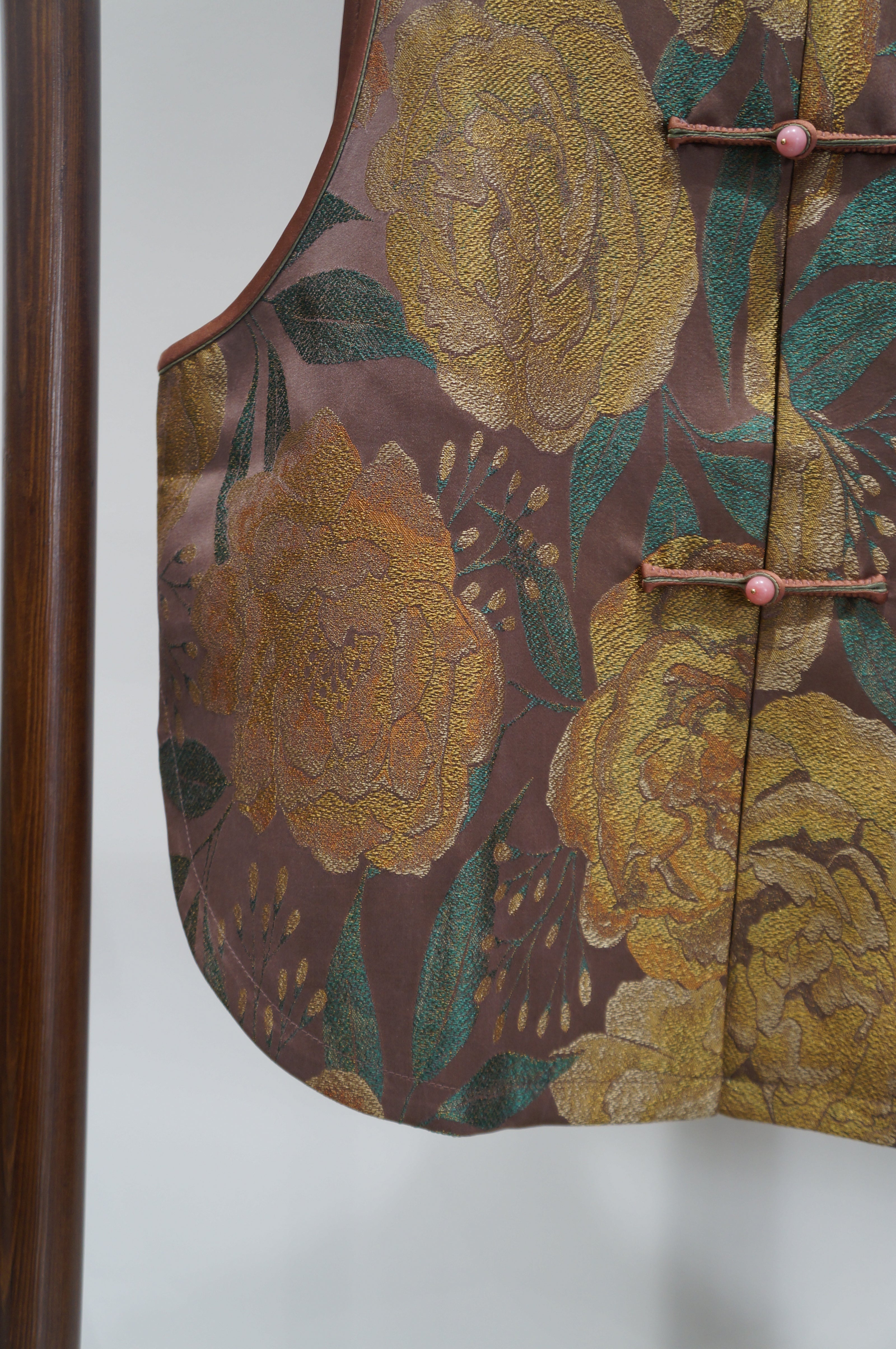 Brown Mulberry Silk Song Brocade Vest | Modern Chinese Heritage - Luxe Orienta CO., LIMITED