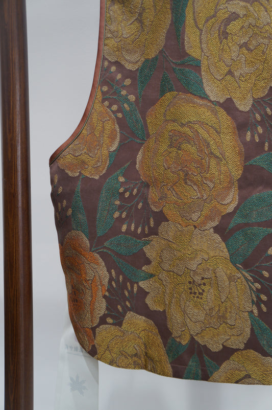 Brown Mulberry Silk Song Brocade Vest | Modern Chinese Heritage