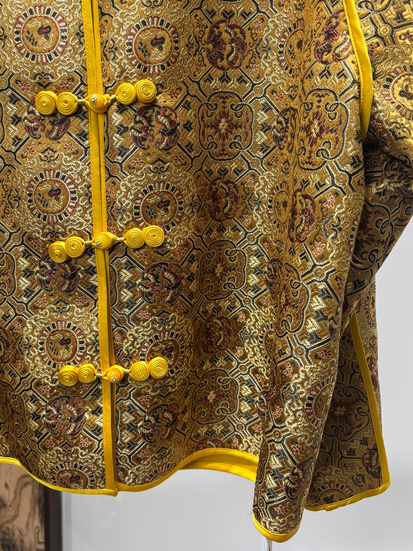 Yellow Frog-Button Song Brocade Jacket | Luxe Orienta Modern Chinese Outerwear
