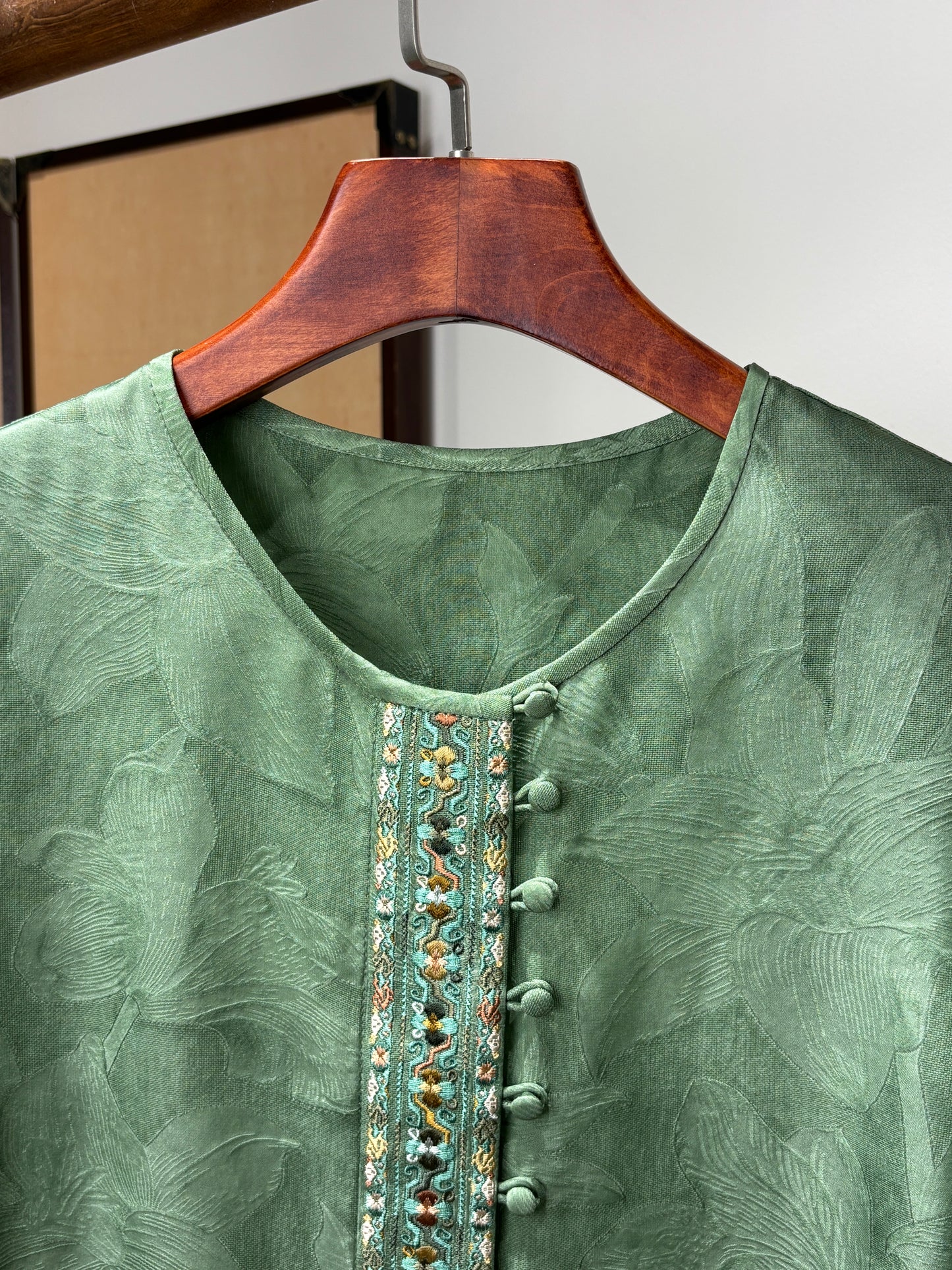 Green Silk Embroidered Blouse | Luxe Orienta Modern Chinese Top