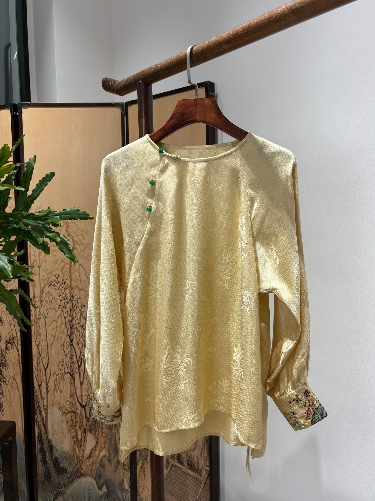 Gold Mulberry Silk Embroidered Shirt | Luxe Orienta Modern Chinese Fashion
