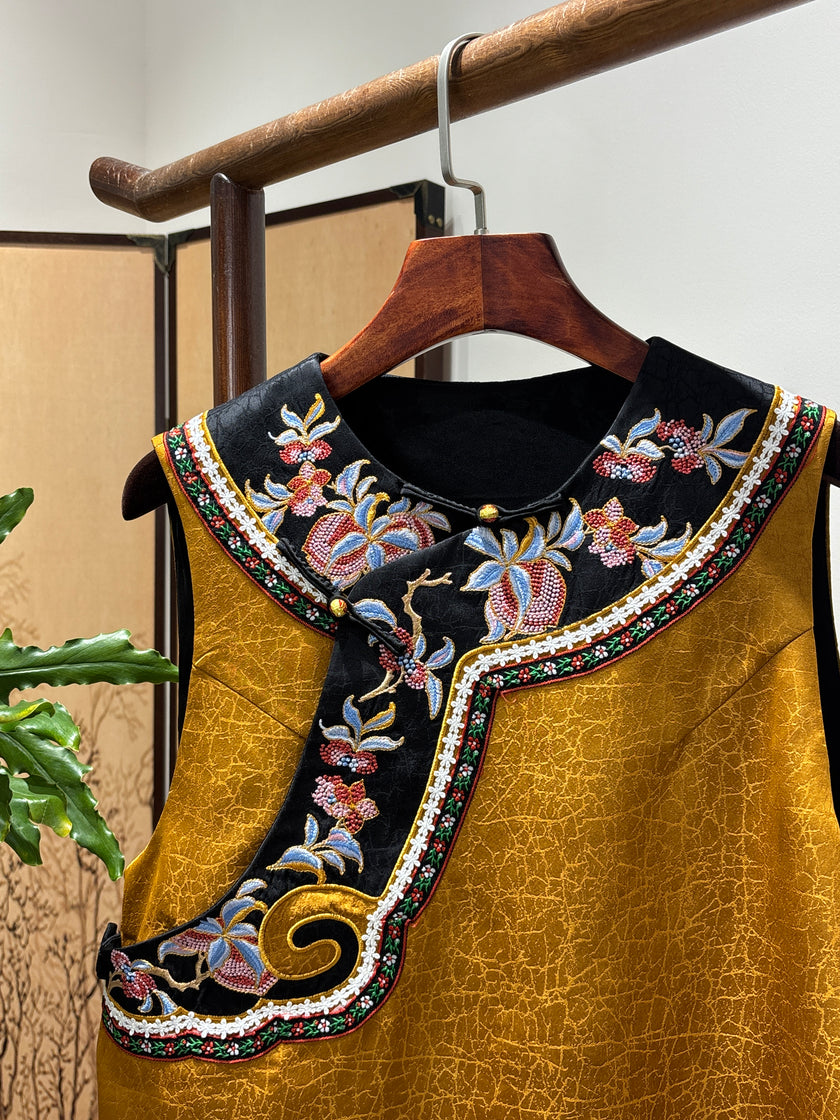 Yellow Embroidered Vest | Luxe Orienta Modern Chinese Fashion - Luxe Orienta CO., LIMITED