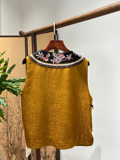 Yellow Embroidered Vest | Luxe Orienta Modern Chinese Fashion
