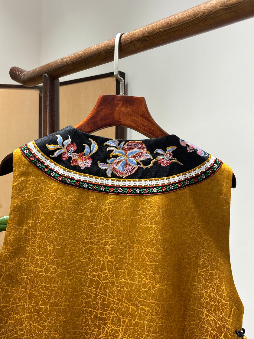 Yellow Embroidered Vest | Luxe Orienta Modern Chinese Fashion - Luxe Orienta CO., LIMITED