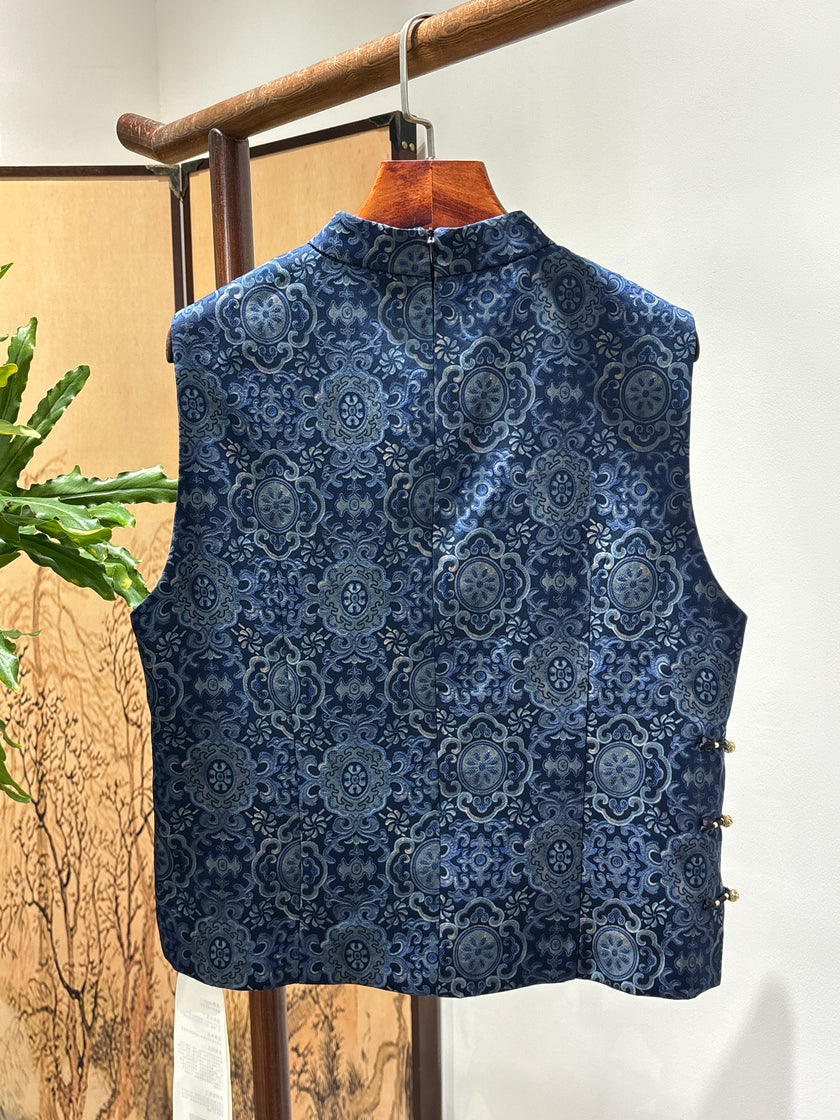 Blue Porcelain-Inspired Vest | Luxe Orienta Modern Chinese Fashion - Luxe Orienta CO., LIMITED