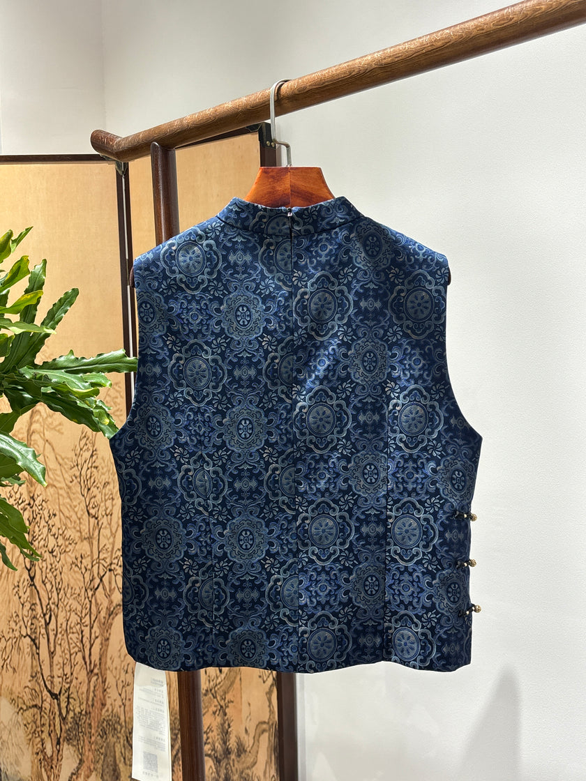 Blue Porcelain-Inspired Vest | Luxe Orienta Modern Chinese Fashion - Luxe Orienta CO., LIMITED