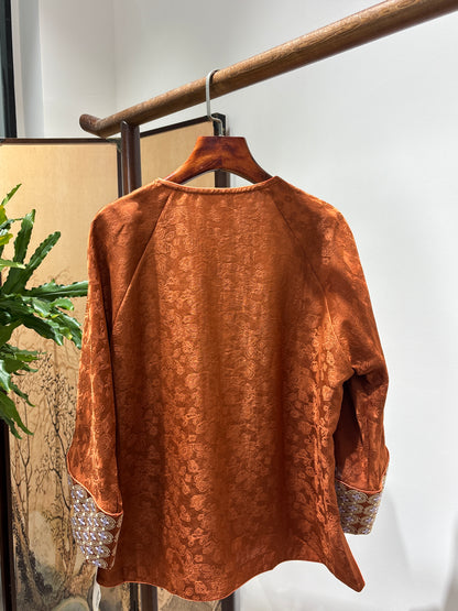 Vintage Red Xiangyunsha Embroidered Blouse | Luxe Orienta Modern Chinese Top