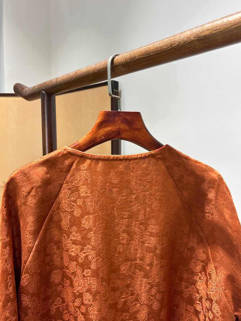 Vintage Red Xiangyunsha Embroidered Blouse | Luxe Orienta Modern Chinese Top - Luxe Orienta CO., LIMITED