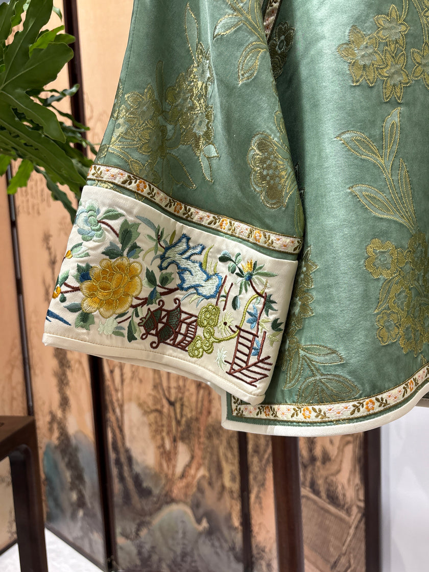 Green Silk Embroidered Style Blouse | Luxe Orienta Modern Chinese Fashion - Luxe Orienta CO., LIMITED