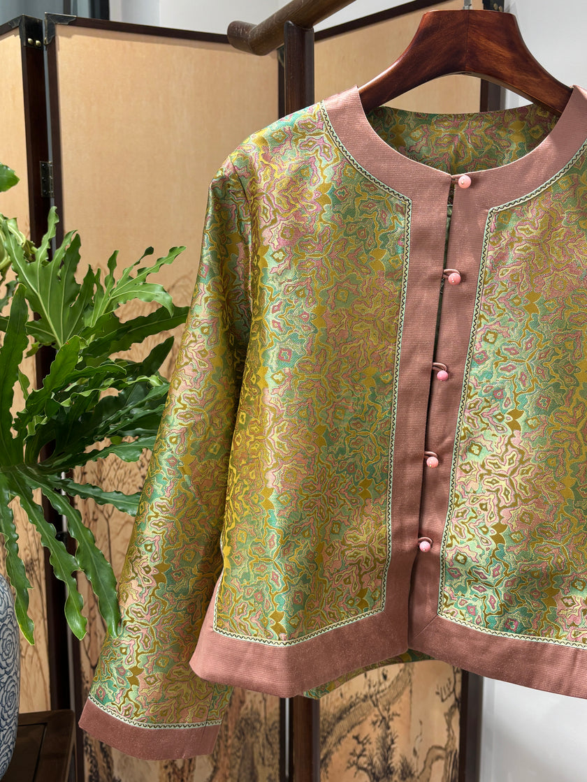 Yellow Heritage Mulberry Silk Shu Brocade Jacket | Luxe Orienta Modern Chinese Luxury Outerwear - Luxe Orienta CO., LIMITED