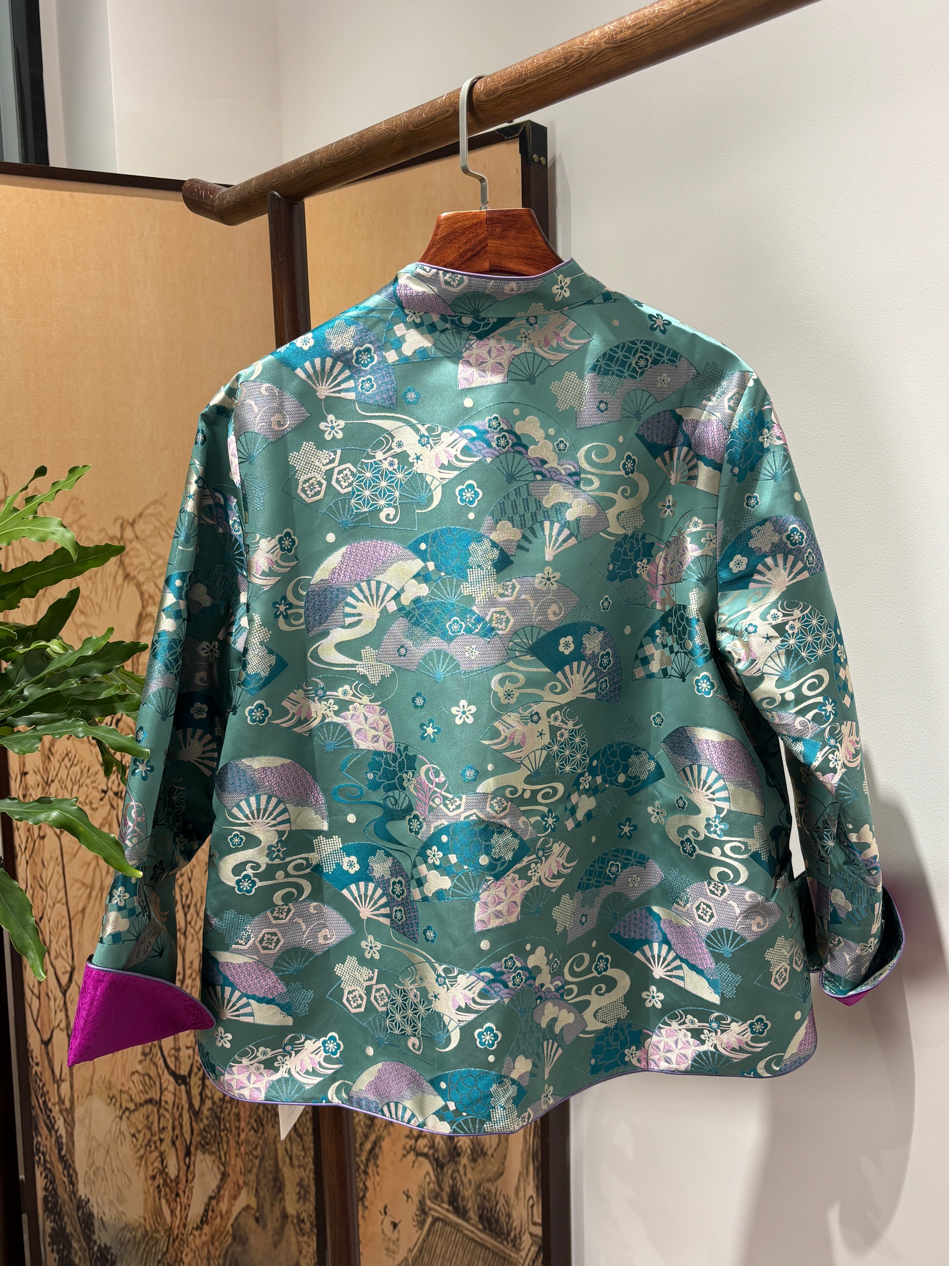 Heritage Blue Fan Shu Brocade Jacket | Luxe Orienta Modern Chinese Luxury Outerwear - Luxe Orienta CO., LIMITED