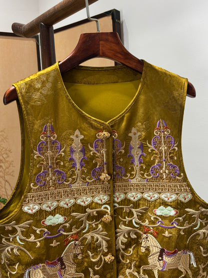 Gold Embroidered Vest | Luxe Orienta Modern Chinese Luxury Vest