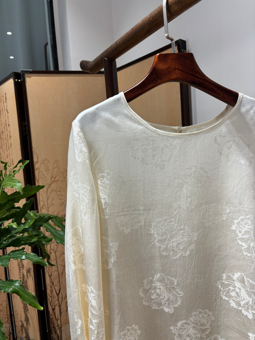 Beige Acetate Blouse | Luxe Orienta Modern Chinese Elegant Top - Luxe Orienta CO., LIMITED