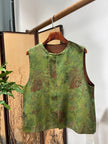 Green Rayon Jacquard Vest | Luxe Orienta Modern Chinese Luxury Vest - Luxe Orienta CO., LIMITED