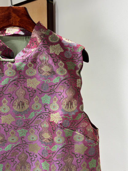Purple Gourd-Pattern Rayon Song Brocade Vest | Luxe Orienta Modern Chinese Luxury Vest
