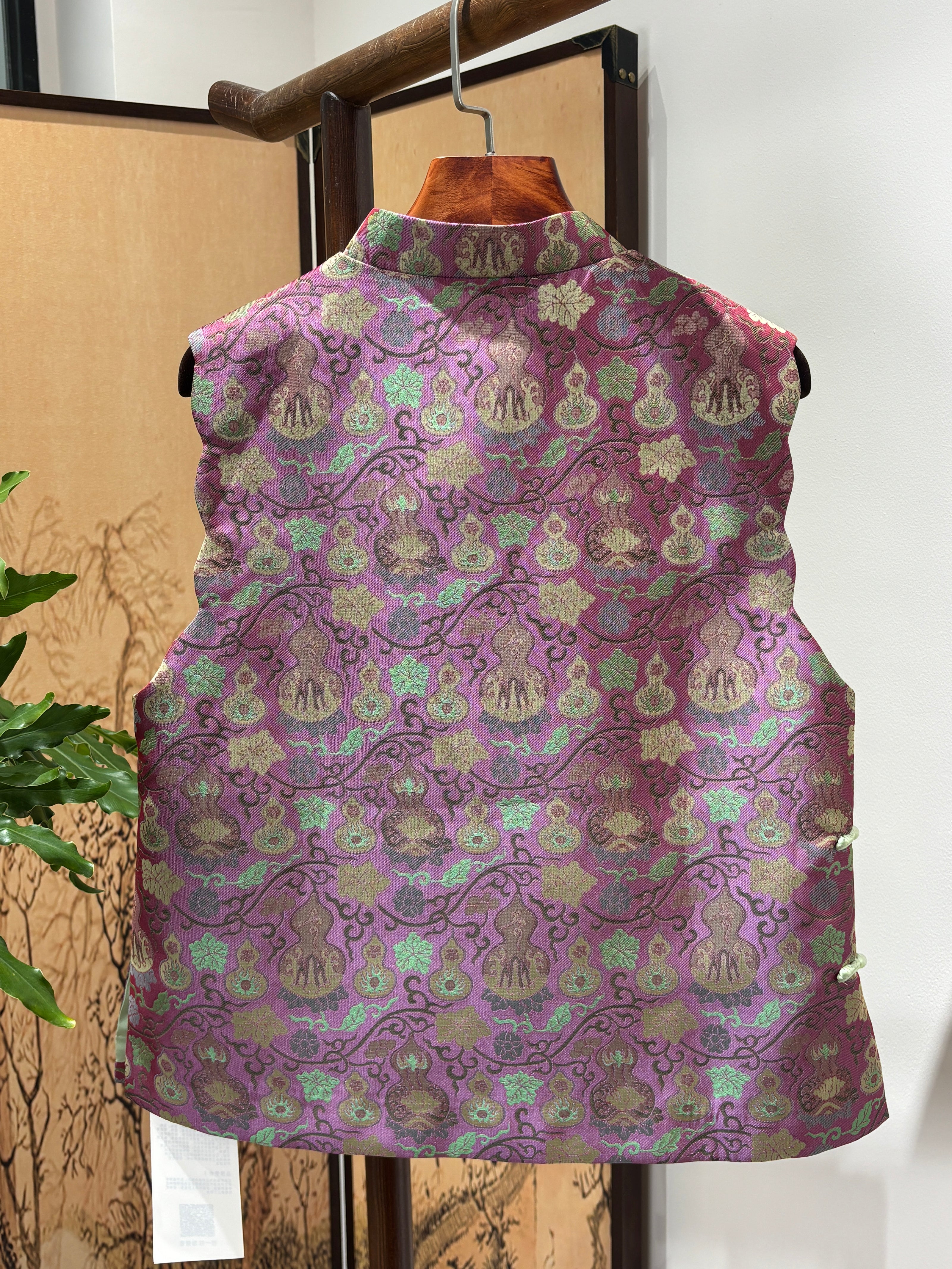 Purple Gourd-Pattern Rayon Song Brocade Vest | Luxe Orienta Modern Chinese Luxury Vest - Luxe Orienta CO., LIMITED