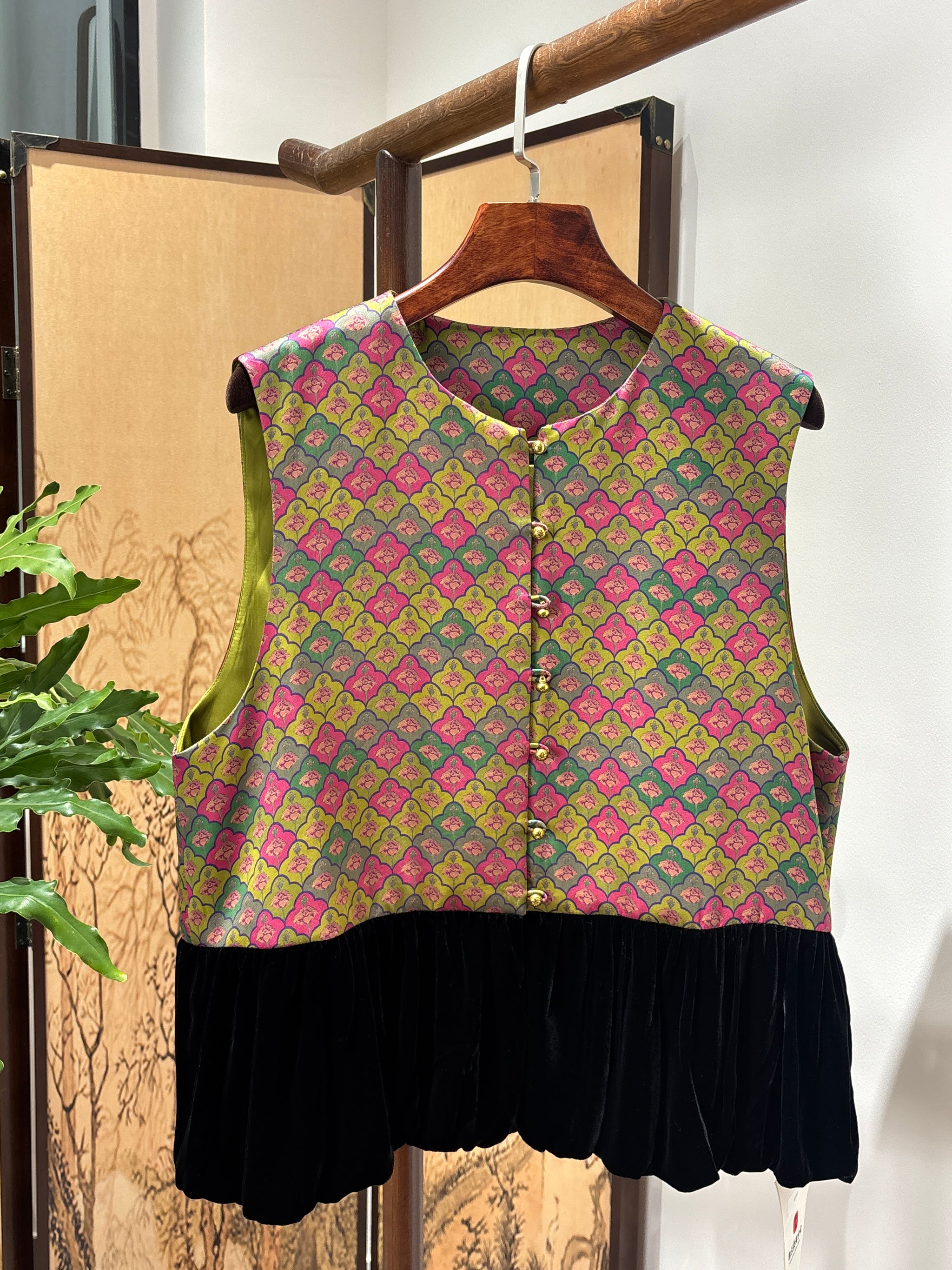 Purple Patchwork Velvet Vest | Luxe Orienta Modern Chinese Vest - Luxe Orienta CO., LIMITED