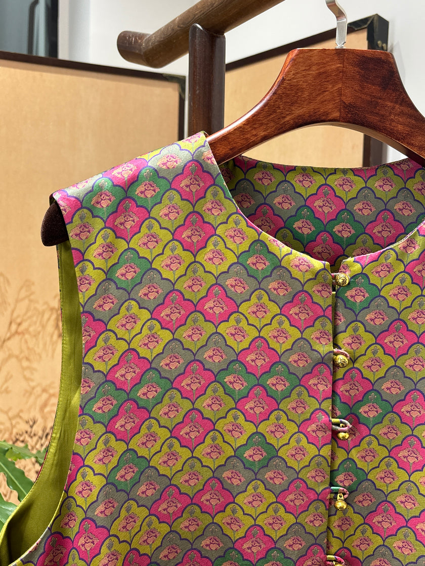 Purple Patchwork Velvet Vest | Luxe Orienta Modern Chinese Vest - Luxe Orienta CO., LIMITED