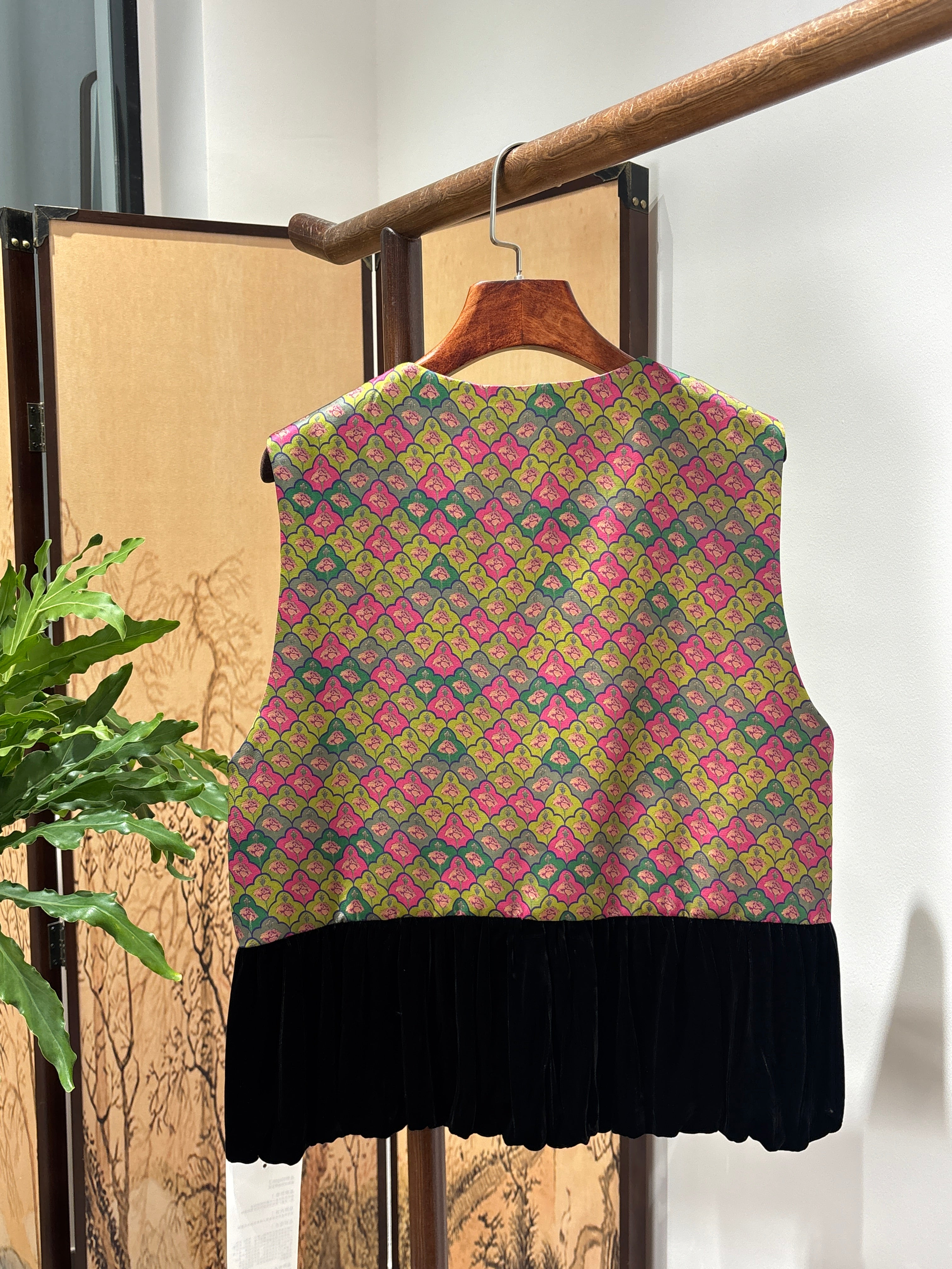 Purple Patchwork Velvet Vest | Luxe Orienta Modern Chinese Vest - Luxe Orienta CO., LIMITED