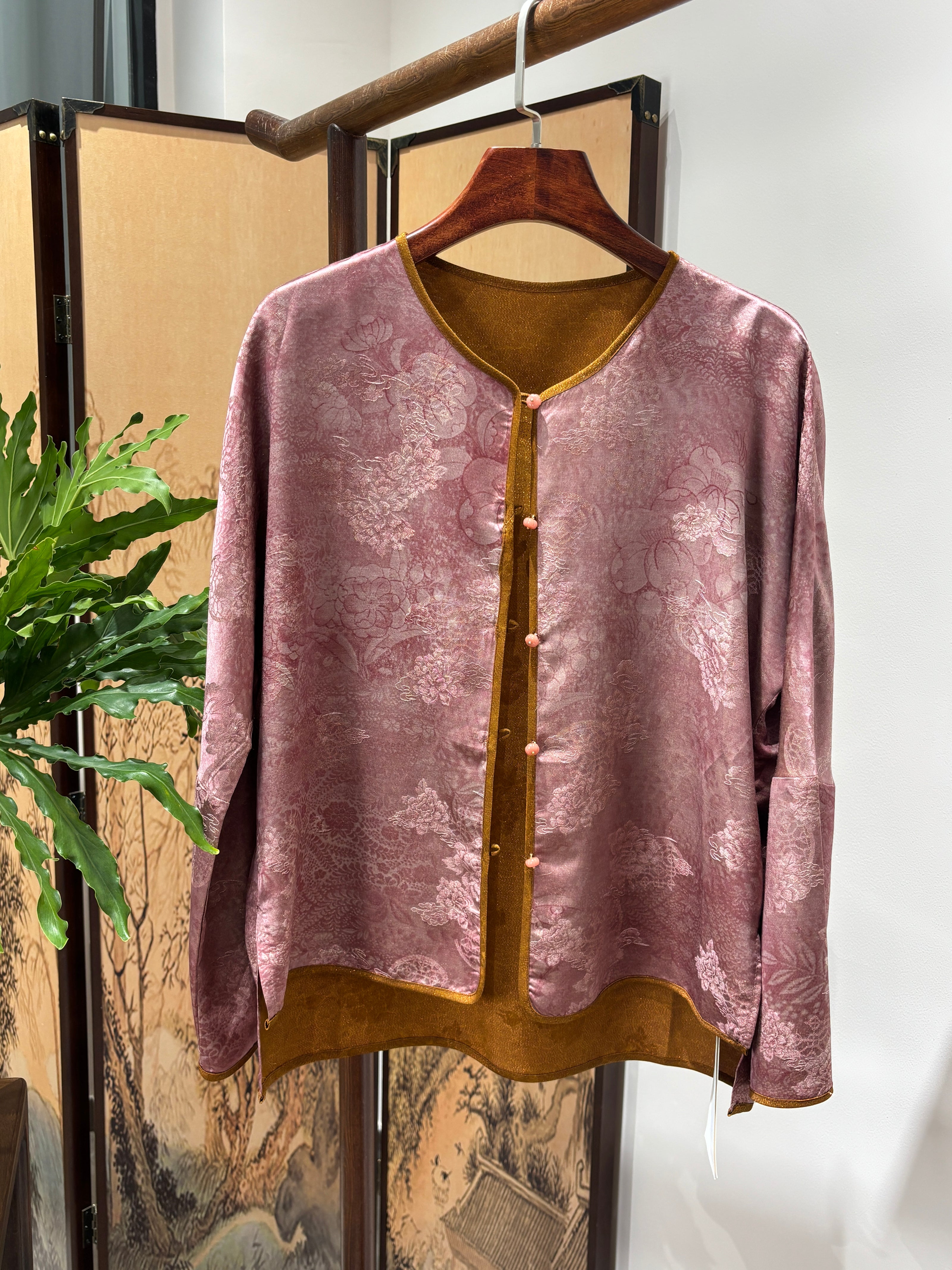 Pink Rayon Xiangyunsha Cardigan | Luxe Orienta Modern Chinese Luxury Knitwear - Luxe Orienta CO., LIMITED