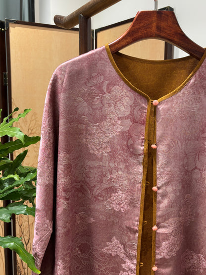 Pink Rayon Xiangyunsha Cardigan | Luxe Orienta Modern Chinese Luxury Knitwear