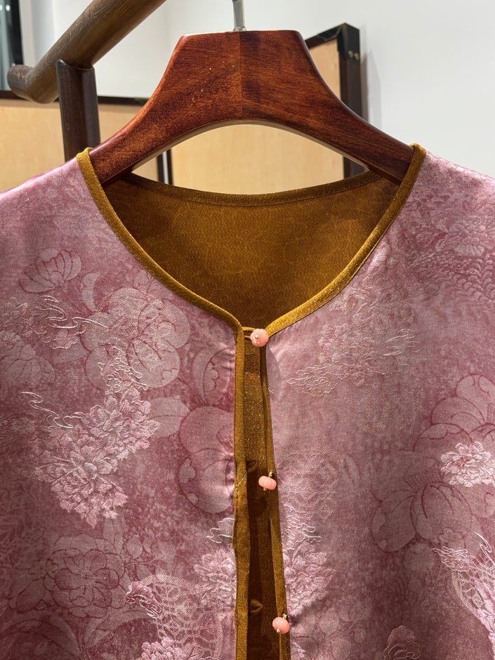 Pink Rayon Xiangyunsha Cardigan | Luxe Orienta Modern Chinese Luxury Knitwear - Luxe Orienta CO., LIMITED