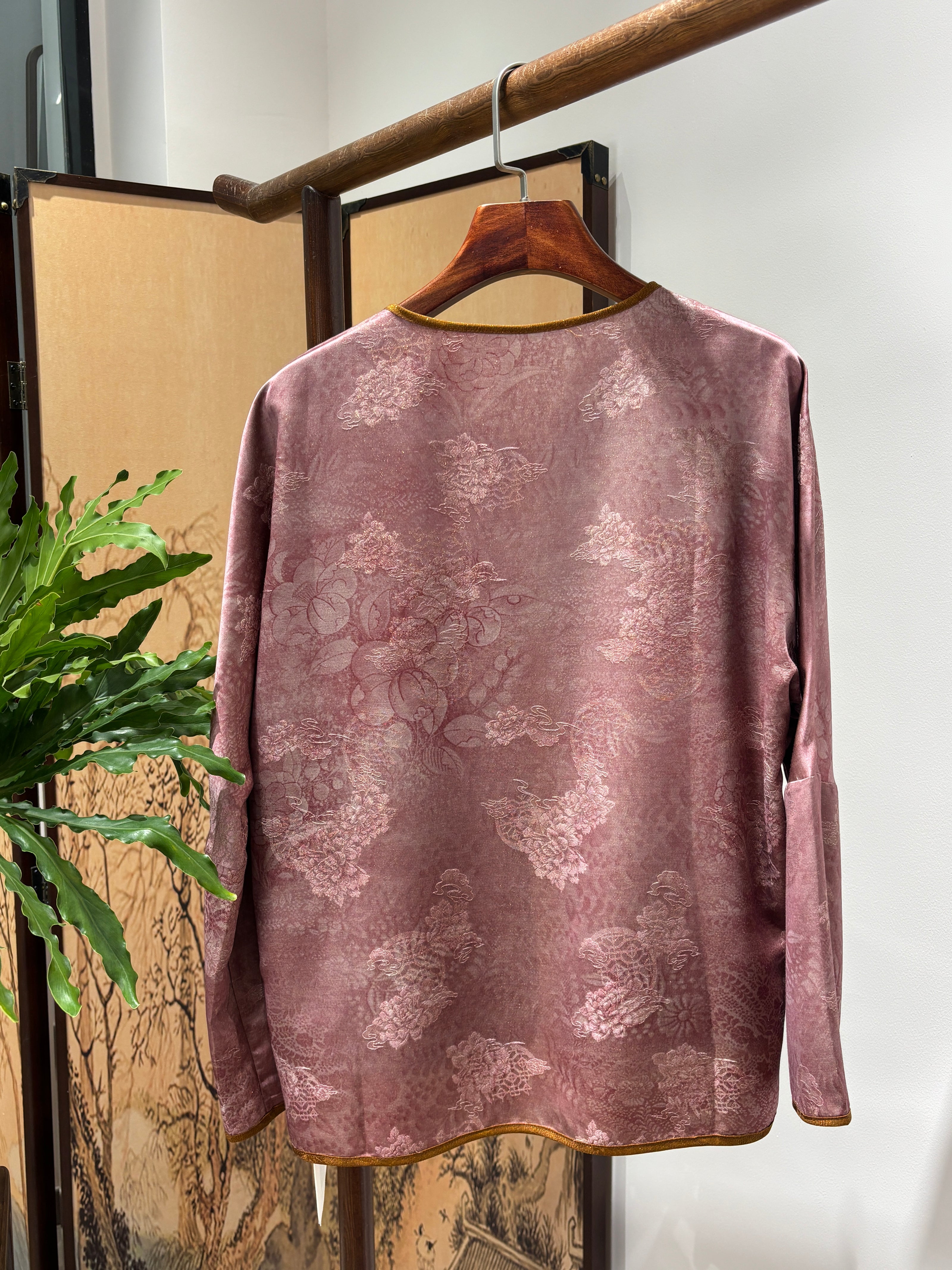 Pink Rayon Xiangyunsha Cardigan | Luxe Orienta Modern Chinese Luxury Knitwear - Luxe Orienta CO., LIMITED