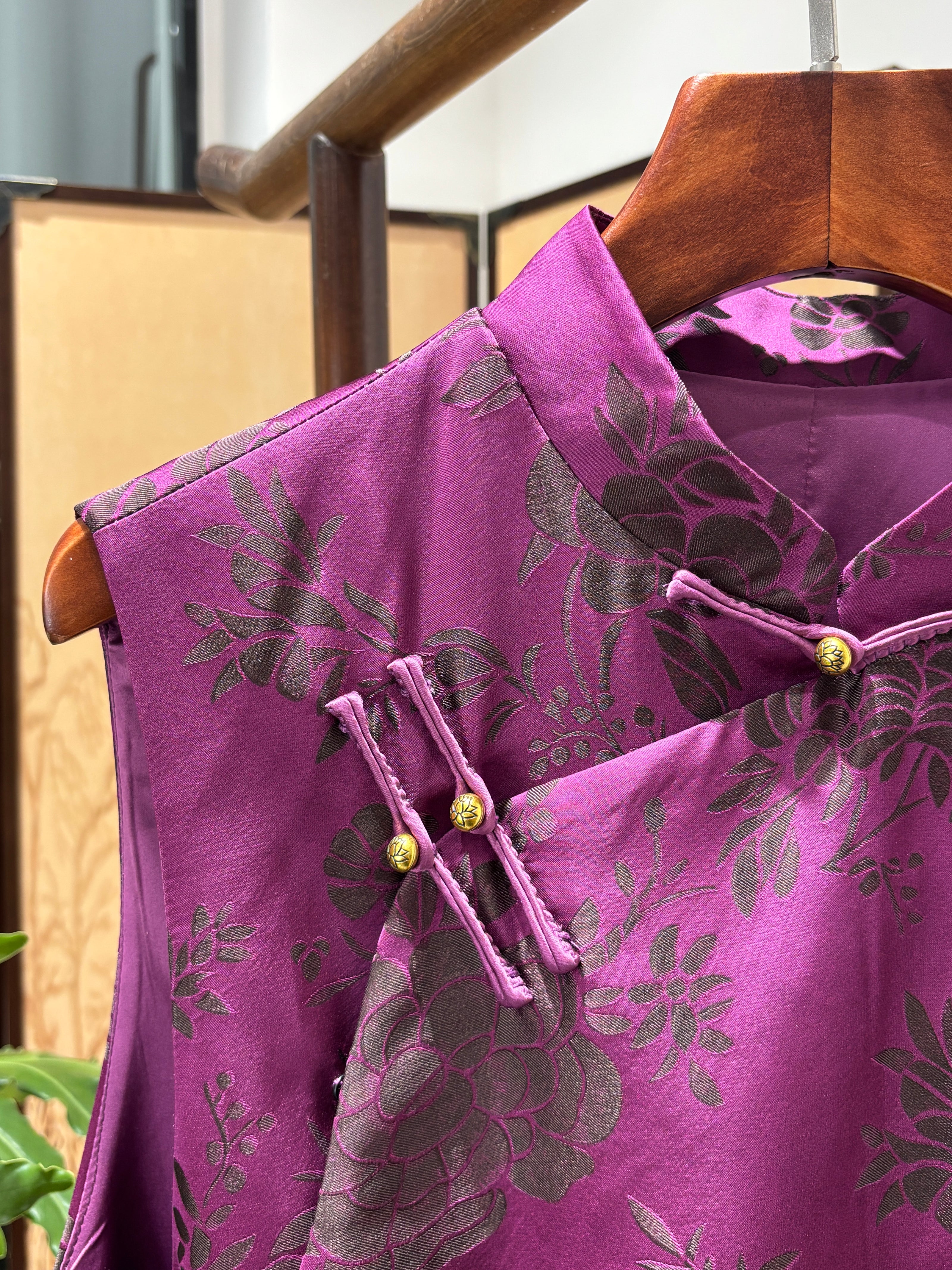 Purple Jacquard Vest | Luxe Orienta Modern Chinese Style Vest - Luxe Orienta CO., LIMITED