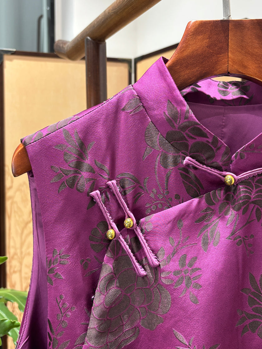 Purple Jacquard Vest | Luxe Orienta Modern Chinese Style Vest - Luxe Orienta CO., LIMITED