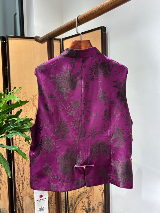 Purple Jacquard Vest | Luxe Orienta Modern Chinese Style Vest