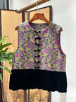 Purple Floral Velvet Patchwork Vest | Luxe Orienta Modern Chinese Vest - Luxe Orienta CO., LIMITED