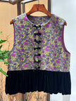 Purple Floral Velvet Patchwork Vest | Luxe Orienta Modern Chinese Vest - Luxe Orienta CO., LIMITED