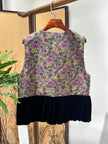 Purple Floral Velvet Patchwork Vest | Luxe Orienta Modern Chinese Vest - Luxe Orienta CO., LIMITED