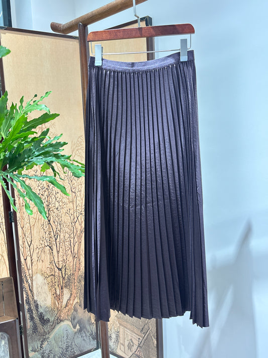 Purple Rayon Midi Skirt | Luxe Orienta Modern Chinese Elegance