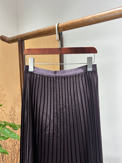 Purple Rayon Midi Skirt | Luxe Orienta Modern Chinese Elegance