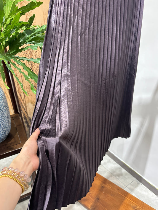 Purple Rayon Midi Skirt | Luxe Orienta Modern Chinese Elegance