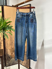 Blue Embroidered Cropped Jeans | Luxe Orienta Modern Chinese Denim - Luxe Orienta CO., LIMITED