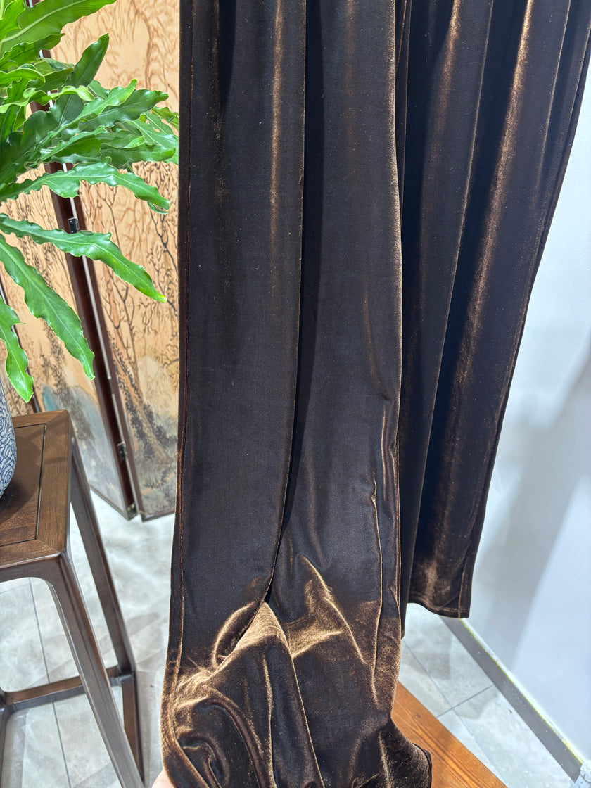 Brown Velvet Pants | Luxe Orienta Modern Chinese Luxury Trousers - Luxe Orienta CO., LIMITED