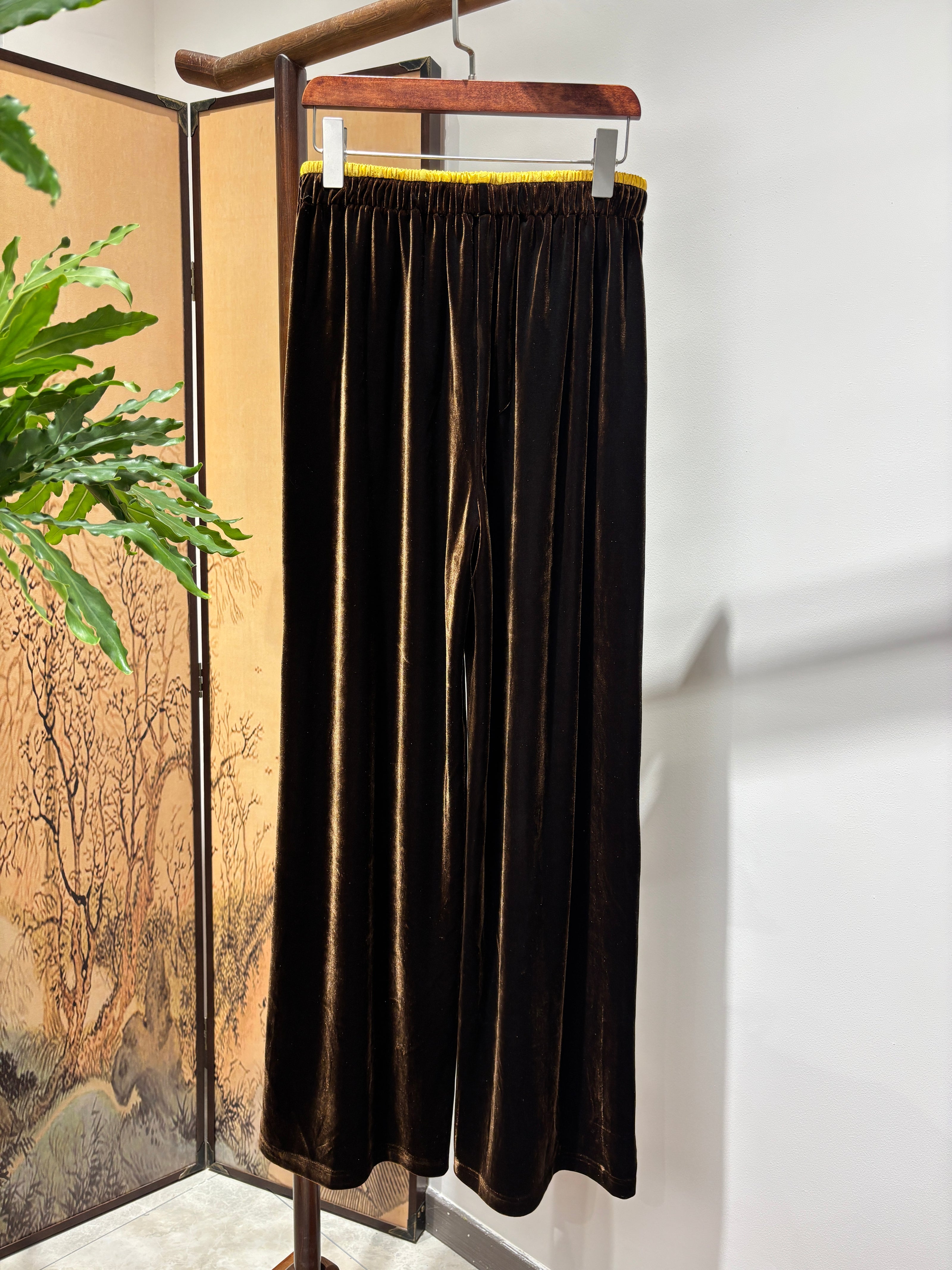 Brown Velvet Pants | Luxe Orienta Modern Chinese Luxury Trousers - Luxe Orienta CO., LIMITED
