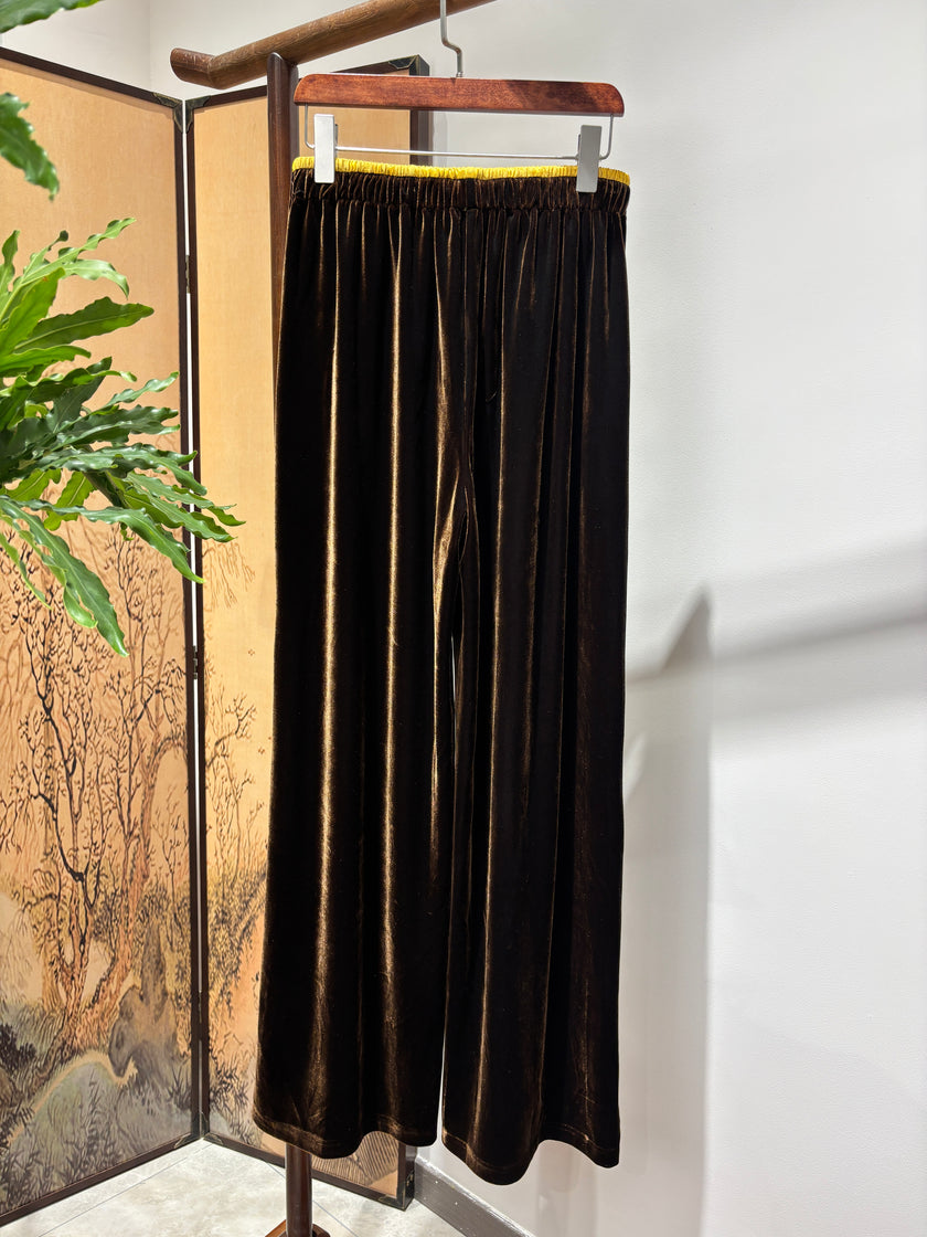 Brown Velvet Pants | Luxe Orienta Modern Chinese Luxury Trousers - Luxe Orienta CO., LIMITED