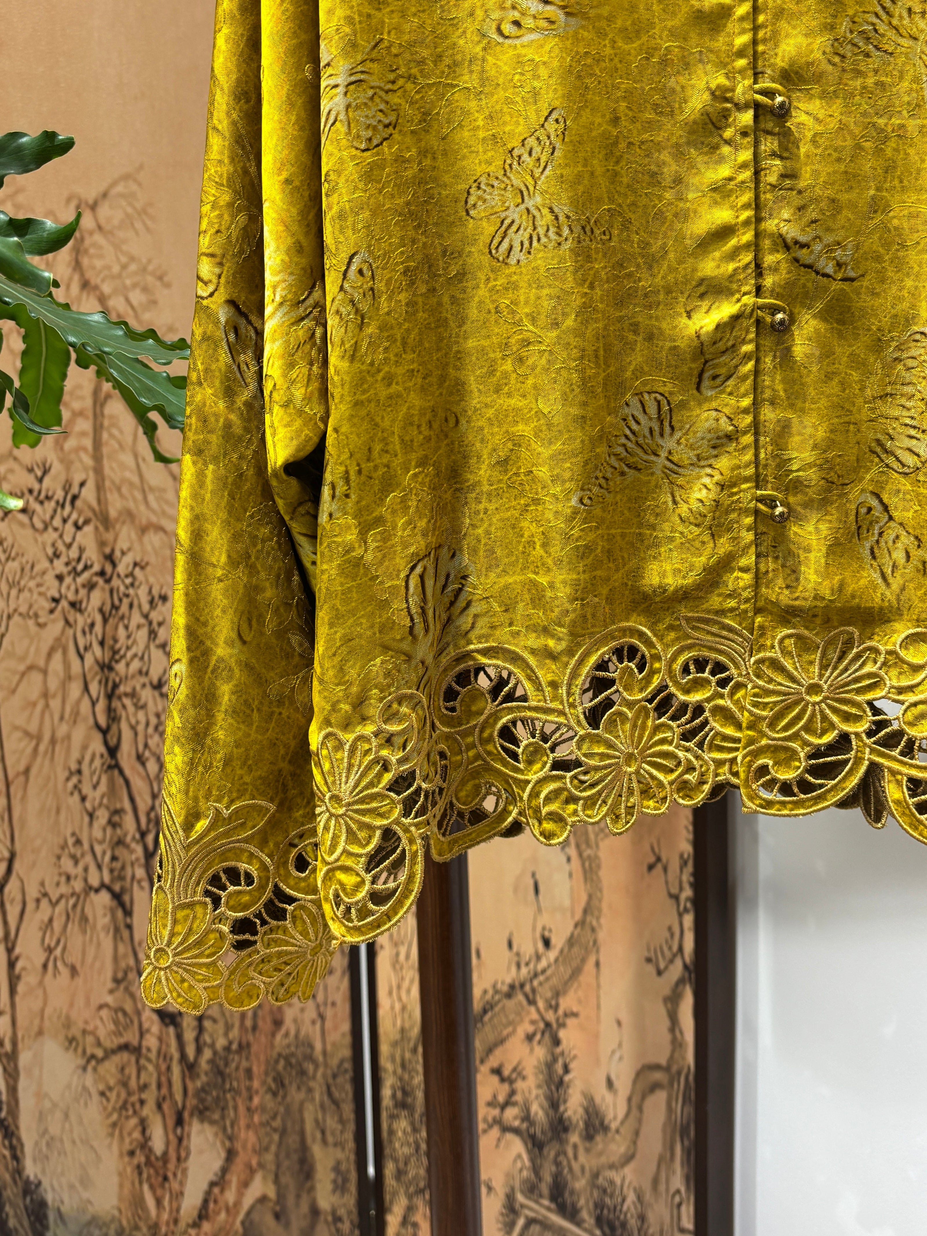 Yellow Rayon Embroidered Jacket | Luxe Orienta Modern Chinese Luxury Outerwear - Luxe Orienta CO., LIMITED