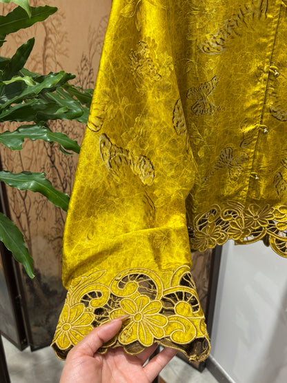 Yellow Rayon Embroidered Jacket | Luxe Orienta Modern Chinese Luxury Outerwear