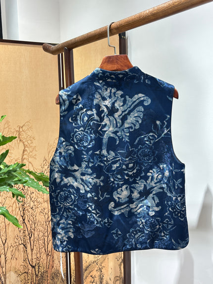 Blue & White Porcelain Reversible Vest | Luxe Orienta Modern Chinese Vest - Luxe Orienta CO., LIMITED