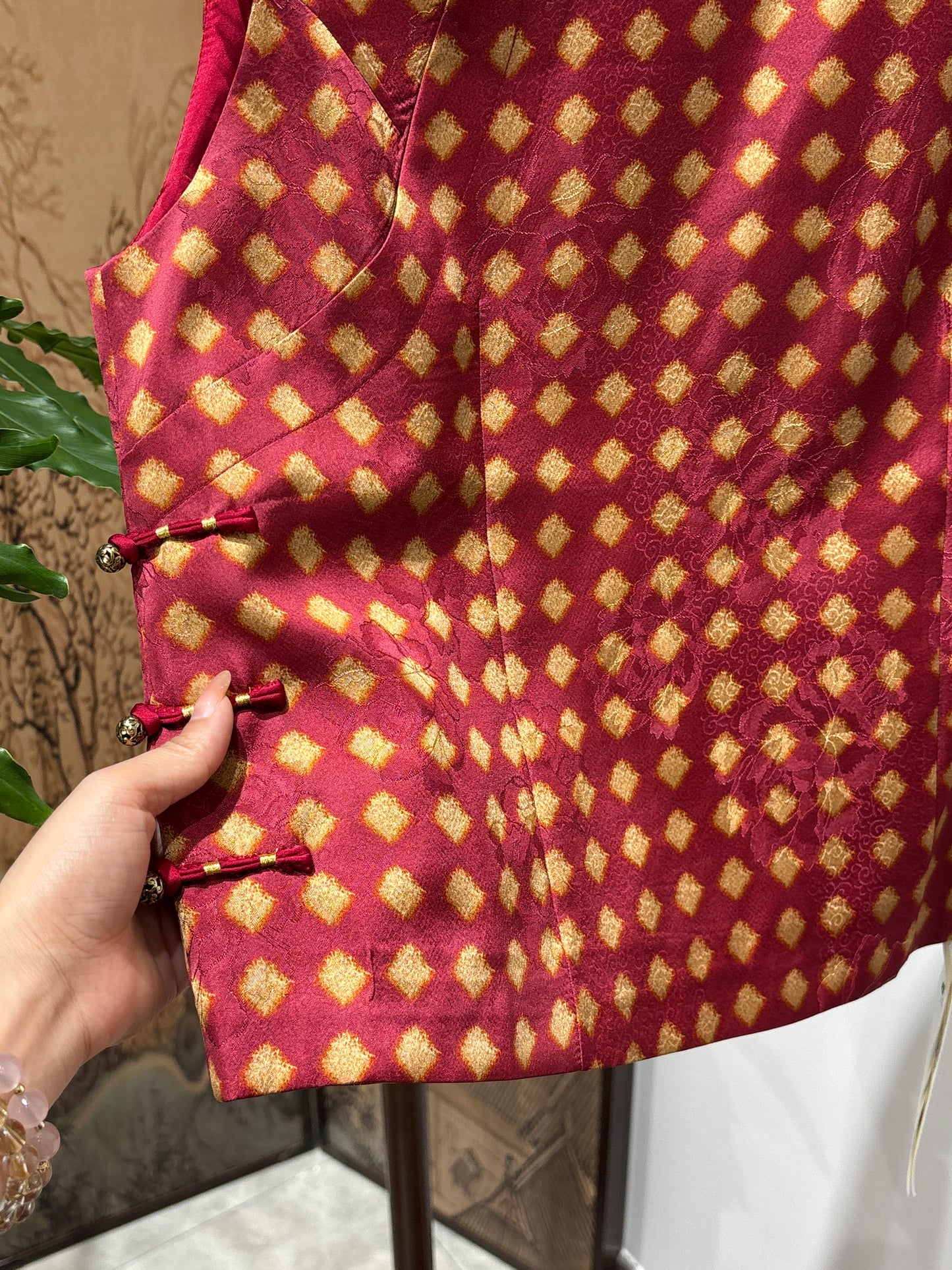 Red Rayon Vest | Luxe Orienta Modern Chinese Luxury Vest