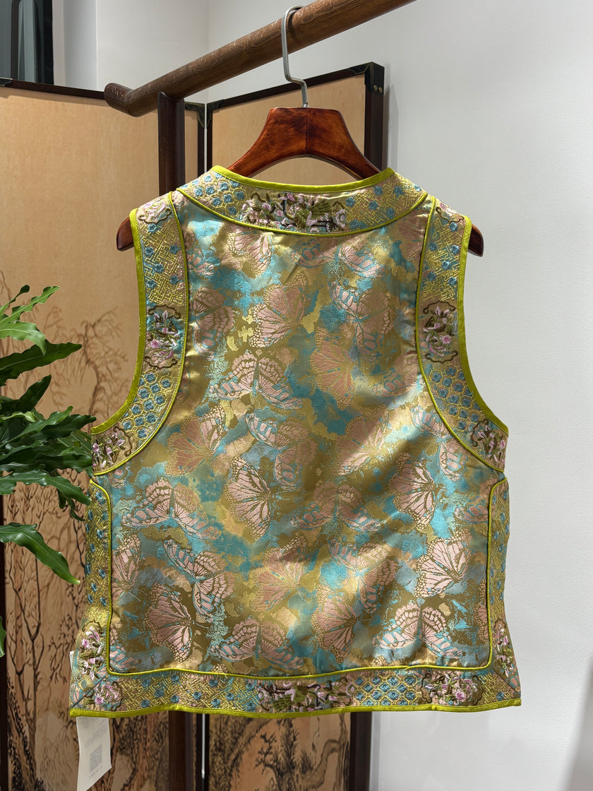 Green Embroidered Vest | Luxe Orienta Modern Chinese Luxury Vest - Luxe Orienta CO., LIMITED