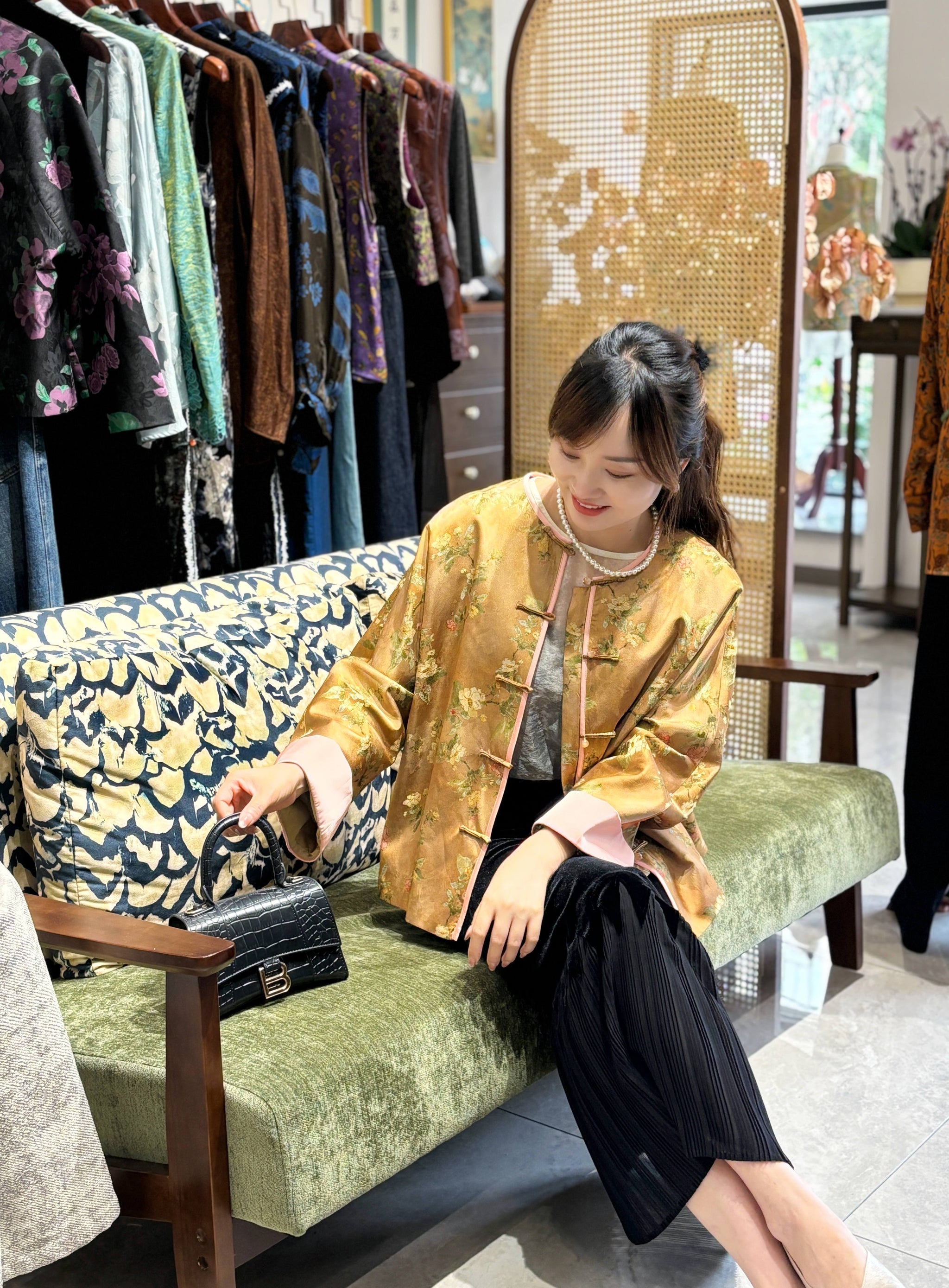 Yellow Viscose Printed Jacket – Radiant Modern Elegance by LUXE ORIENTA - Luxe Orienta CO., LIMITED