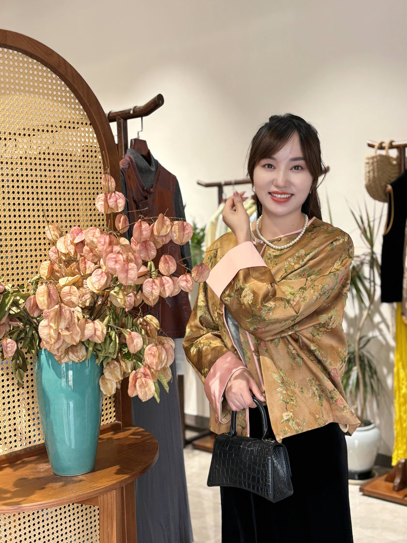 Yellow Viscose Printed Jacket – Radiant Modern Elegance by LUXE ORIENTA - Luxe Orienta CO., LIMITED