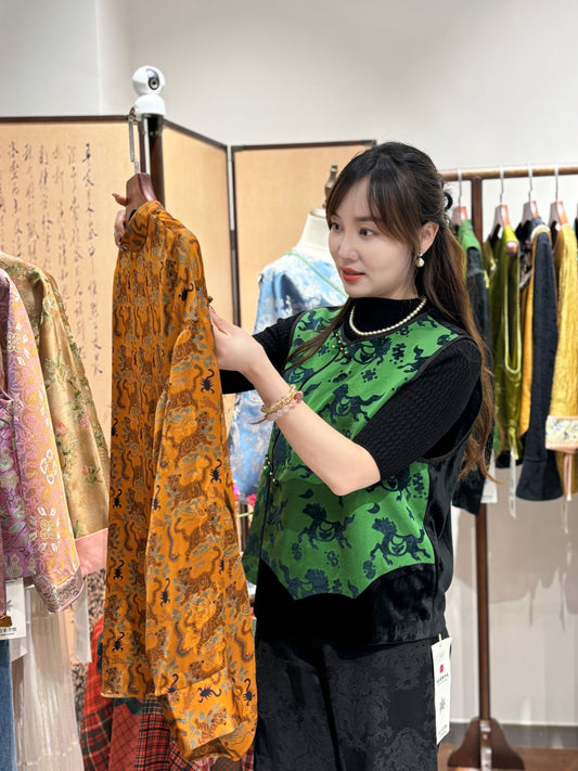 Green Velvet Vest | Luxe Orienta Modern Chinese Luxury Vest