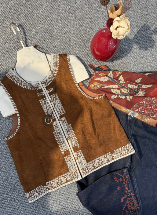 Brown Viscose Xiangyunsha Vest – Refined Oriental Simplicity by LUXE ORIENTA - Luxe Orienta CO., LIMITED