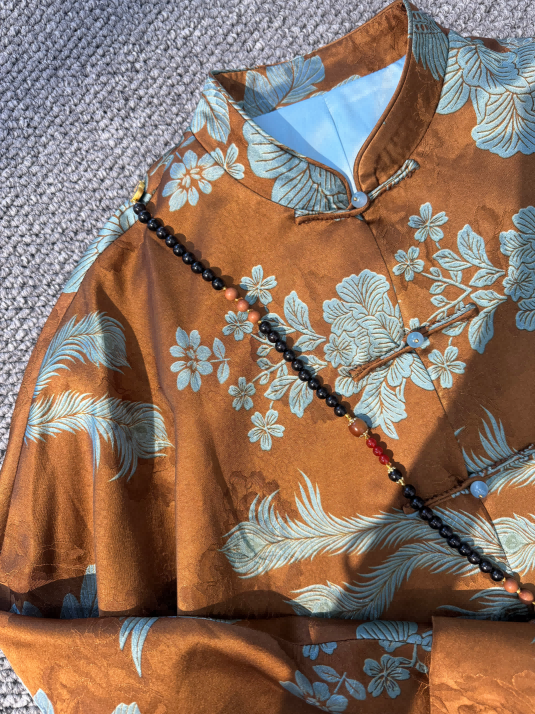 Brown Viscose Xiangyunsha “Flying Phoenix” Jacket – Heritage-Inspired Elegance by LUXE ORIENTA - Luxe Orienta CO., LIMITED